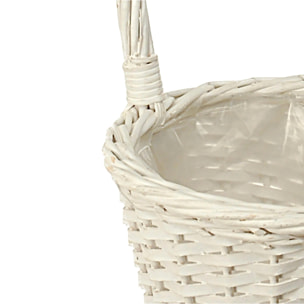 Cesto In Materiale Rattan Willow Con Manico. Altezza 55 Cm - Pezzi 4 - 23X55X23cm - Colore: Bianco - Bianchi Dino - Cesti A Cachepot