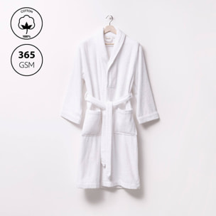 Set de albornoz l-xl 100% algodón blanco 360gsm + alfombrilla de baño 50x80cm scalpers home