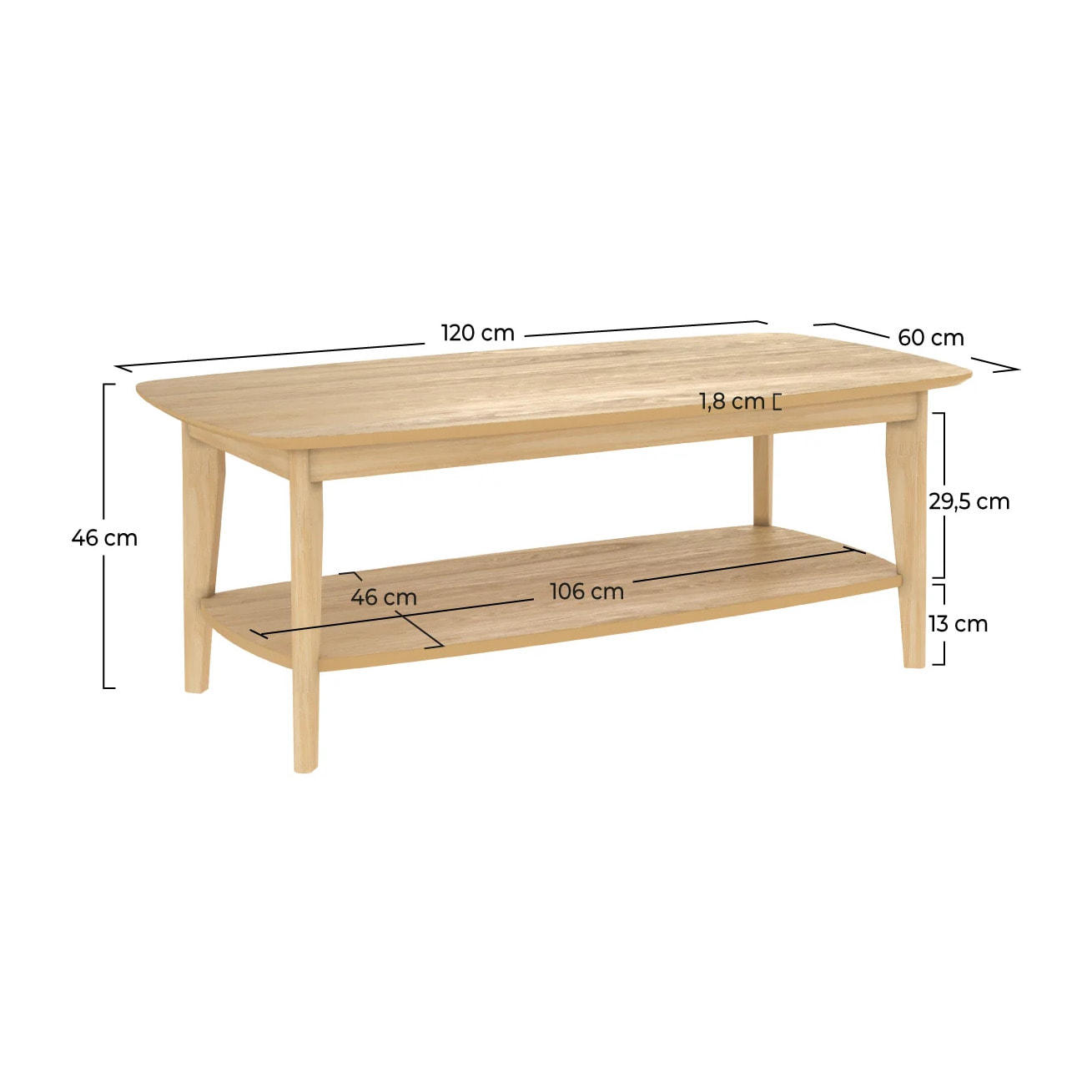 Table basse rectangulaire en bois clair - Sadi