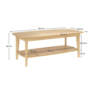 Table basse rectangulaire en bois clair - Sadi
