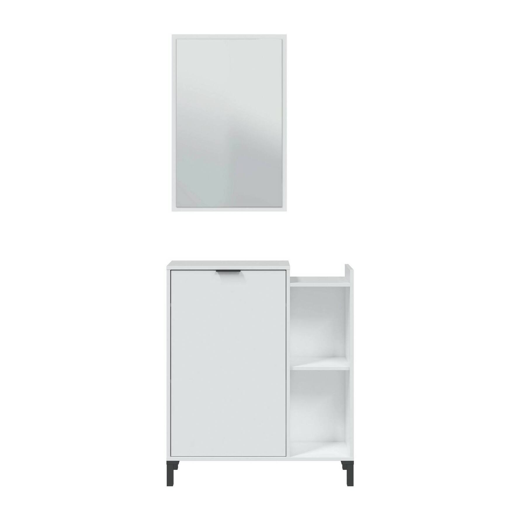 Mobile sottolavabo Argusto, Mobiletto da bagno, Contenitore porta lavabo, Armadio per lavandino, 77x24 h91 cm, Bianco