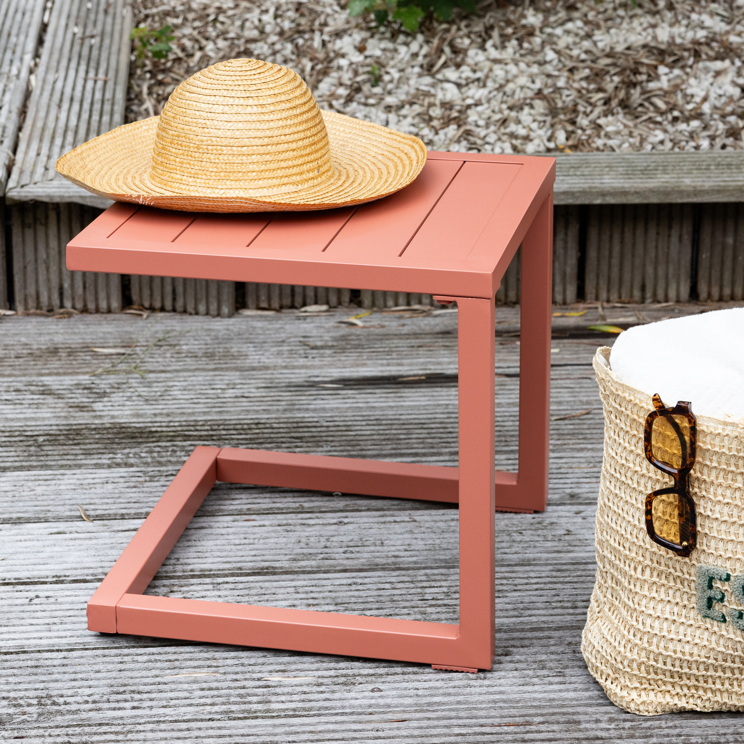 Table d'appoint BARBADOS en aluminium terracotta