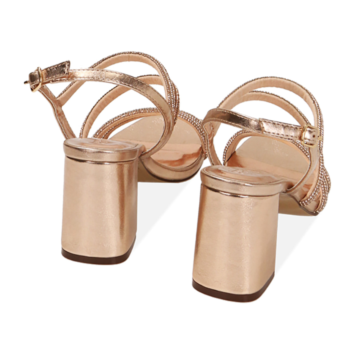 Sandalias de oro rosa, tacón de 7,5 cm