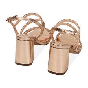 Sandalias de oro rosa, tacón de 7,5 cm