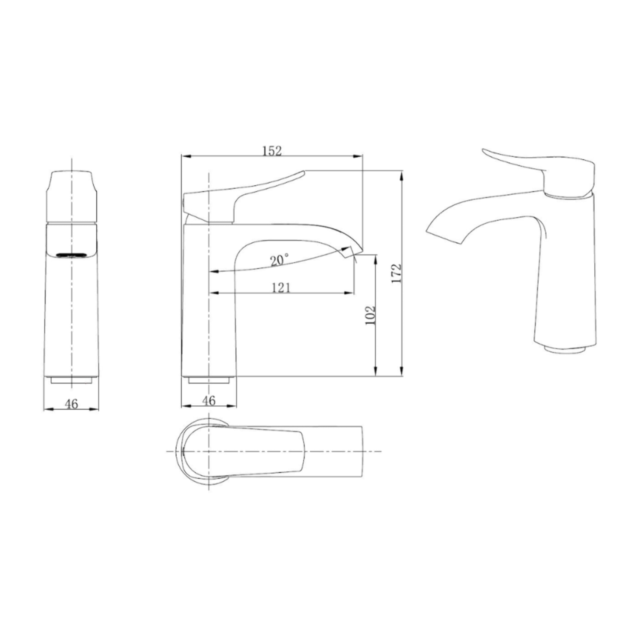 Infinitio mitigeur de lavabo avec bec cascade, sans vidage, noir mat (SATBSINF271C)
