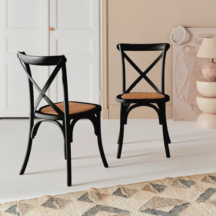 Chaise de bistrot vintage bois (lot de 2) BELLEVILLE