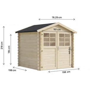 Abri de jardin en bois "Beaumont" - 4.48 m² - 223 x 201 cm -  28 mm