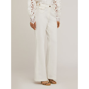 Motivi - Pantaloni flare con tasche - Bianco