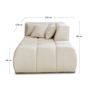 Caracas - module d'assise méridienne droit - en tissu - Beige