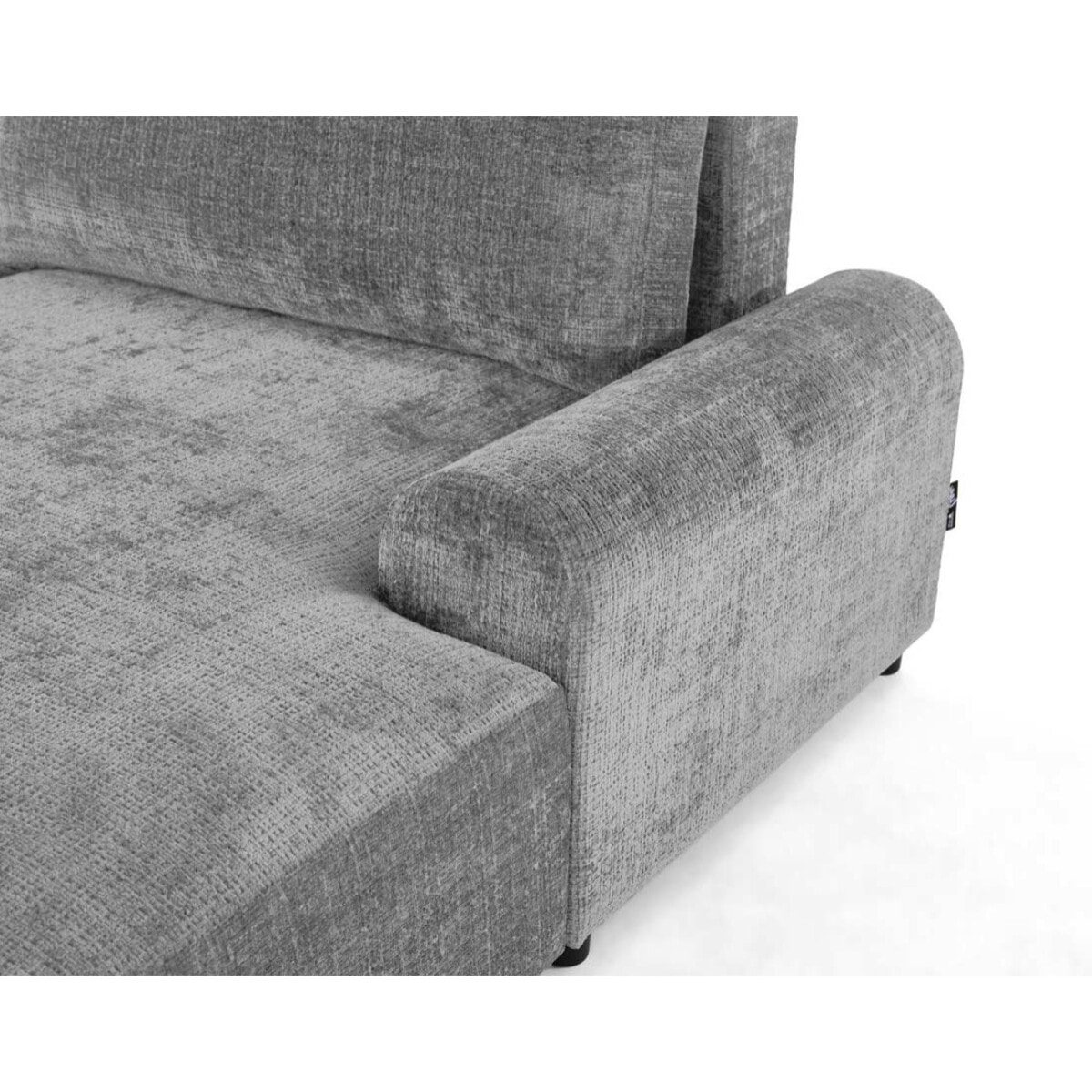 Nelly - canapé d'angle droit 4 places convertible avec coffre en velours texturé - Gris