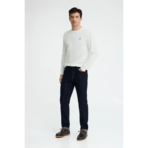 Camiseta blanca de manga larga y corte recto con bordado Rigby Go