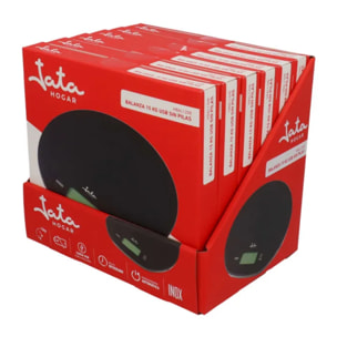 Báscula de cocina JATA HBAL1208 hasta 15 kg. Sin pilas. Con cable USB. Alta precisión