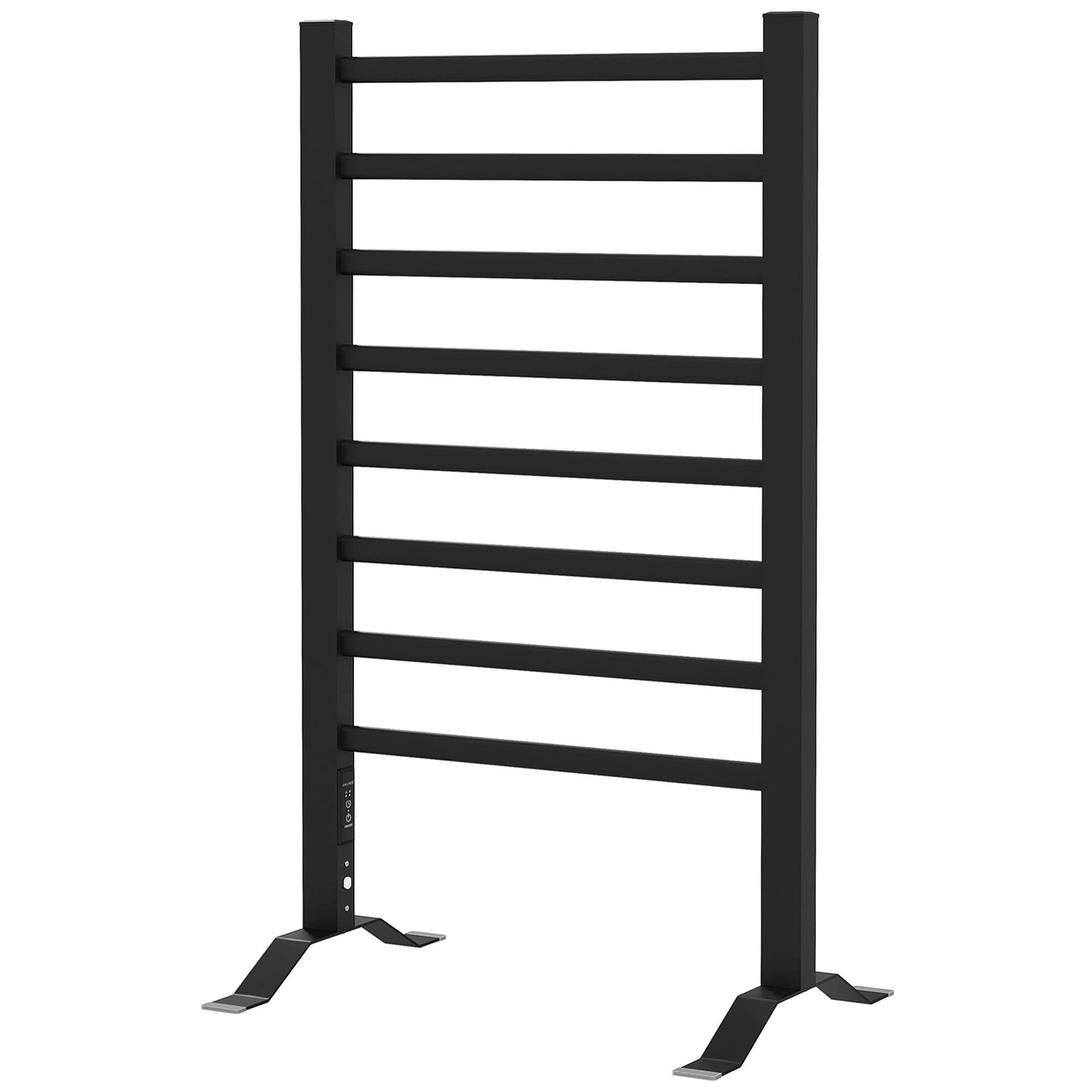 Toallero Eléctrico de Pared o Suelo 150â‚¬Â¯W Calentador de Toallas de Aleación de Aluminio con Función de Temporizador y 8 Barras para Baño 53x35x90 cm Negro