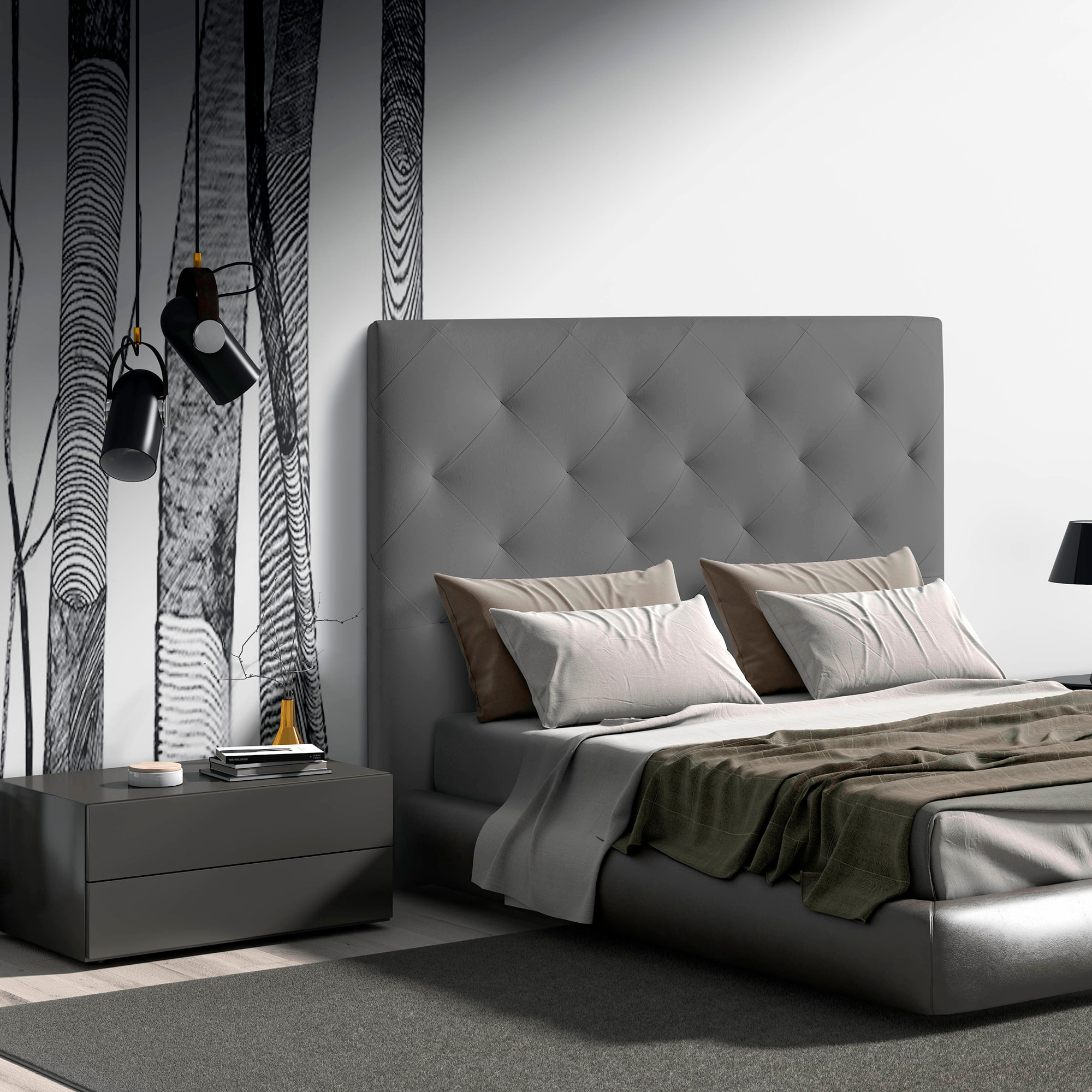 Cabecero – Tapizado con costuras decorativas y capitoné