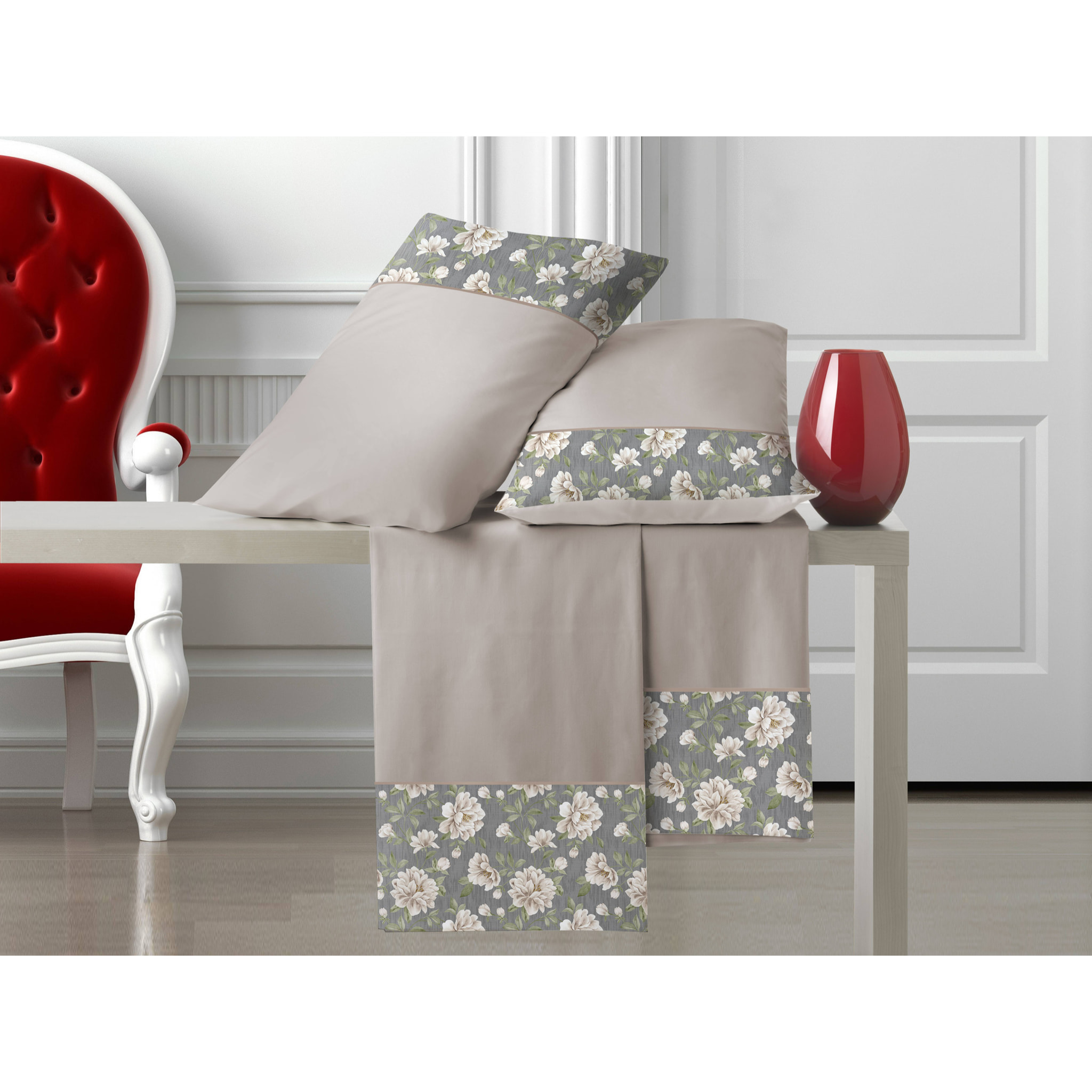 Completo letto Armonie IPERSAN Puro Cotone Corolla Tortora