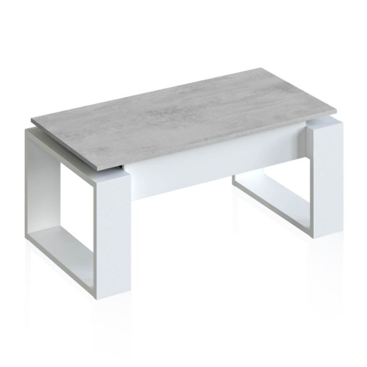 Mesa de centro elevable Neo Blanco Artik (Blanco Mate) - Gris Cemento