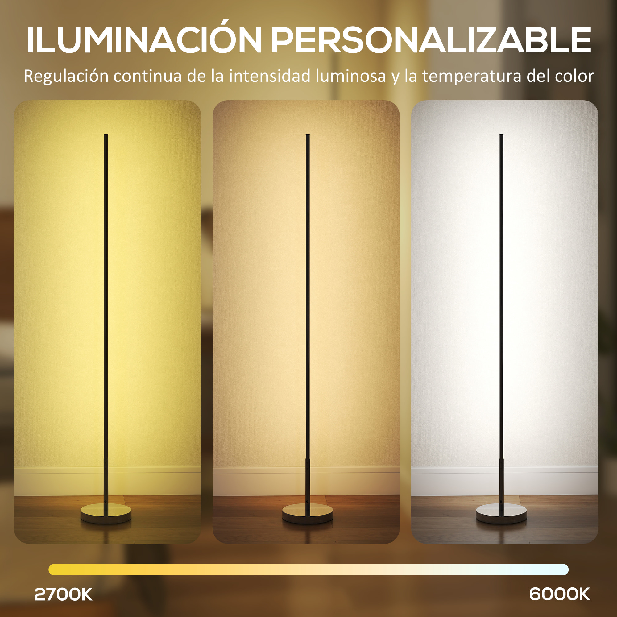 Lámpara de Pie Moderna, Lámpara Salón con Brillo, Temperaturas de Color Ajustables 3000K-6000K, Mando a Distancia Magnético, Temporizador, para Dormitorio, Oficina, Decoración, Gris Plateado