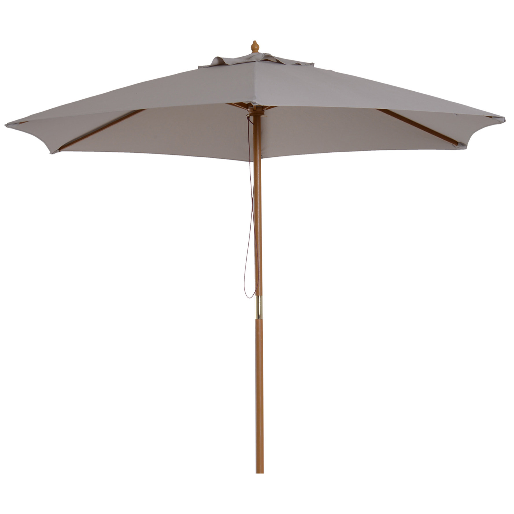 Parasol droit hexagonal de jardin grande taille dim. Ø 2,5 x 2,3H m bambou polyester gris