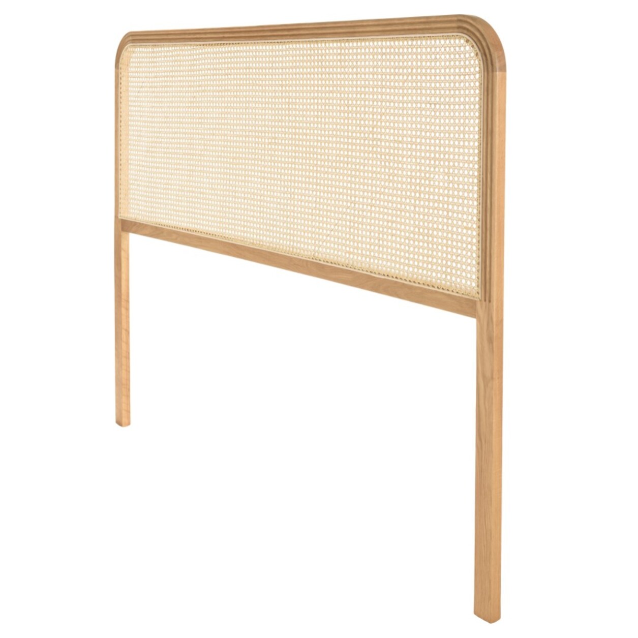 SYA - Tête de lit bords arrondis rotin naturel chêne massif 140/160cm