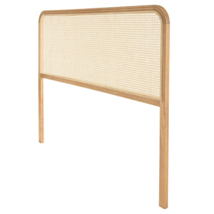 SYA - Tête de lit bords arrondis rotin naturel chêne massif 140/160cm