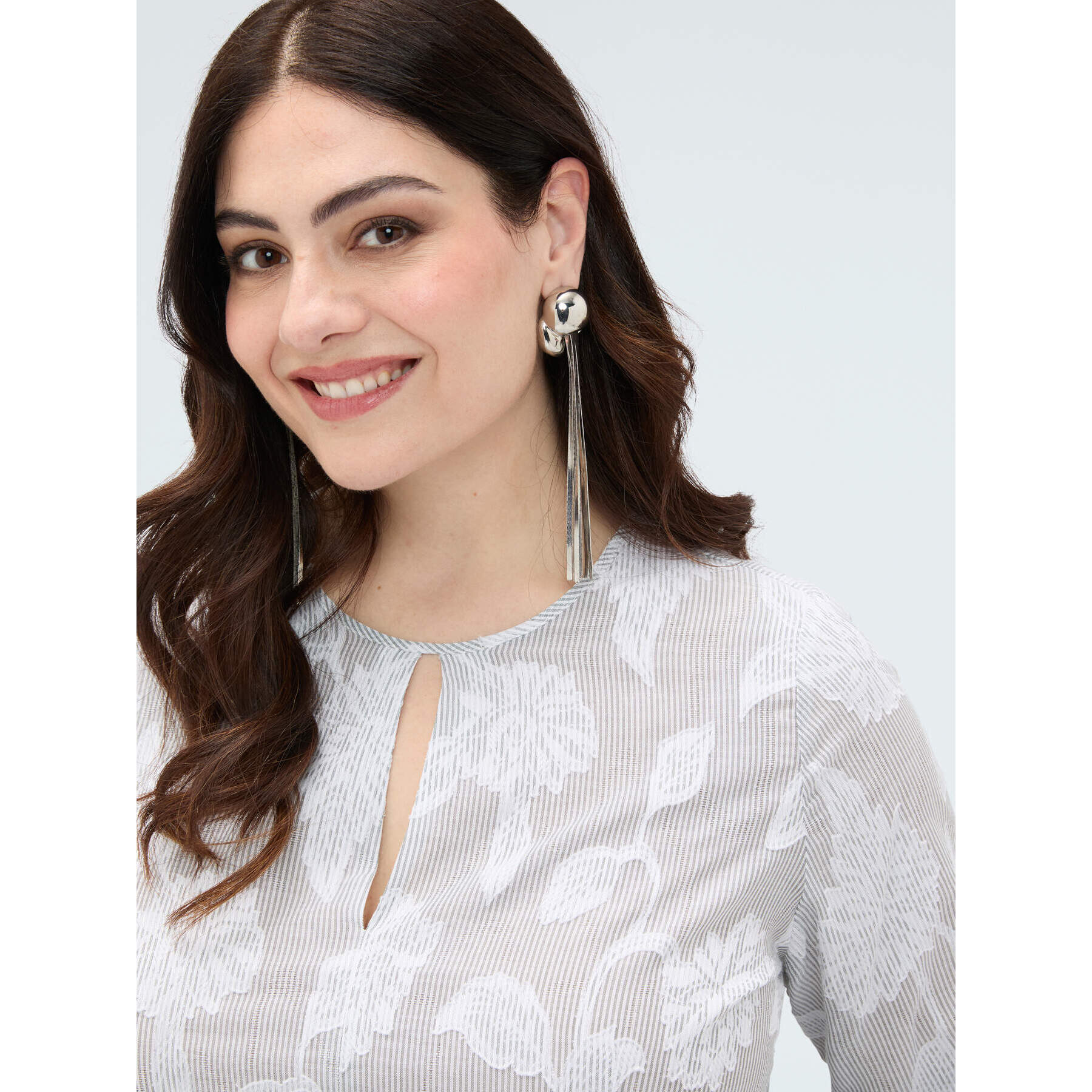 Fiorella Rubino - Blusa de algodón jacquard con bordado floral - Blanco