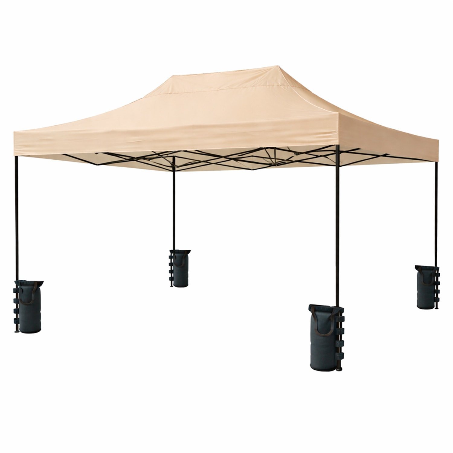 Gazebo Professionale 3x4.5 M Richiudibile Automatico In Acciaio E Telo Oxford 1200D PVC Impermeabile Anti UV Struttura a Fisarmonica con Sacche Beige