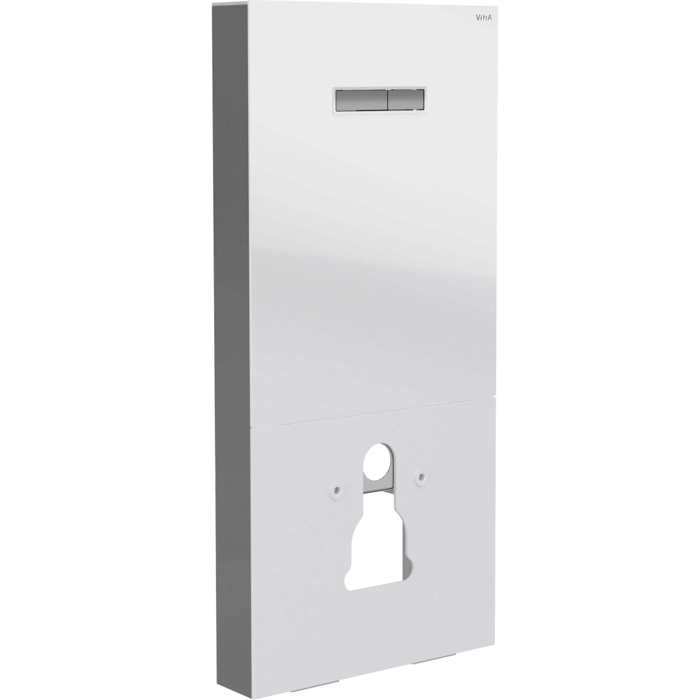Pack WC Bâti support en verre trempé/aluminium brossé avec plaque intégrée, Blanc + WC sans bride SAT, fonction bidet