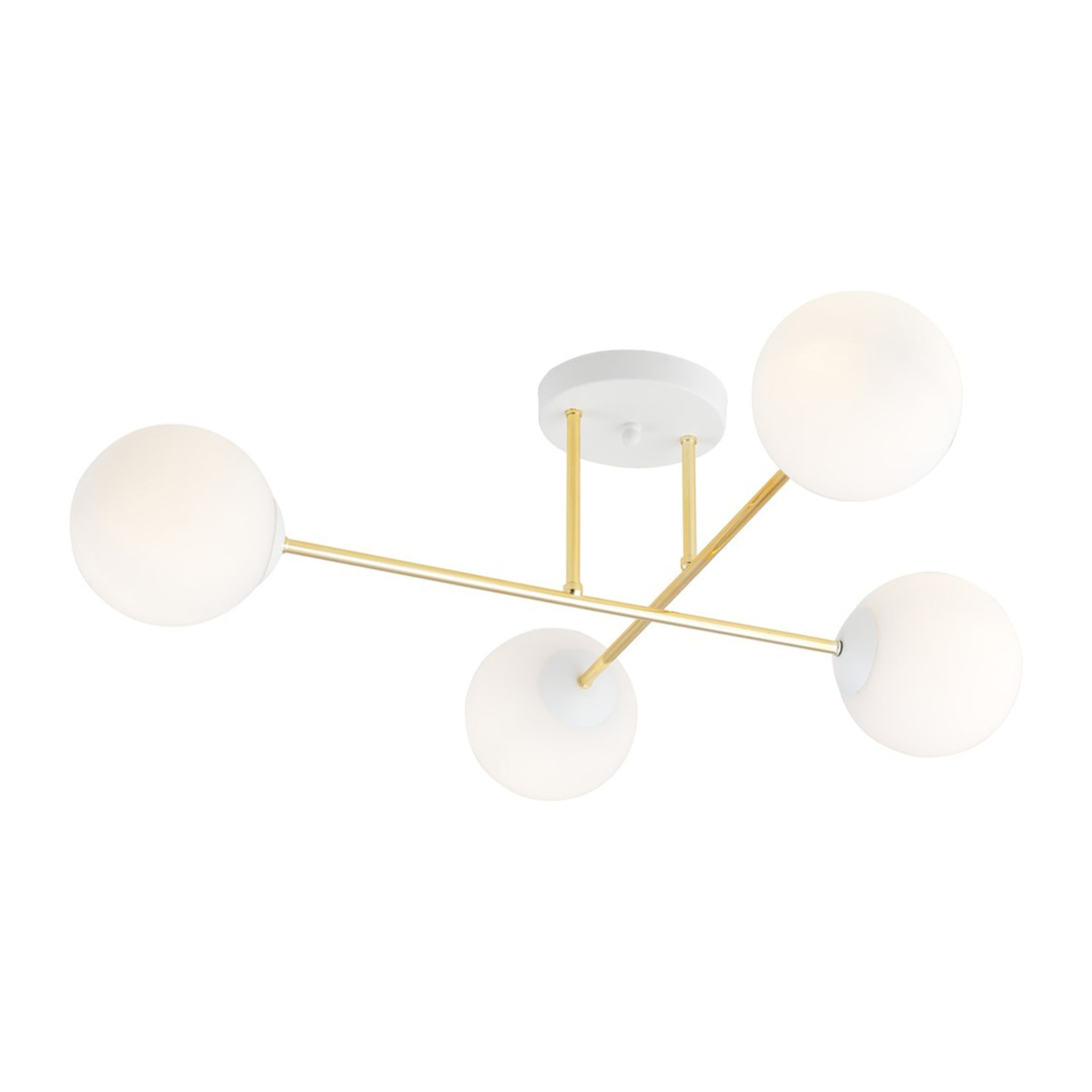Lampada a sospensione MAGNUM in acciaio oro e vetro bianco