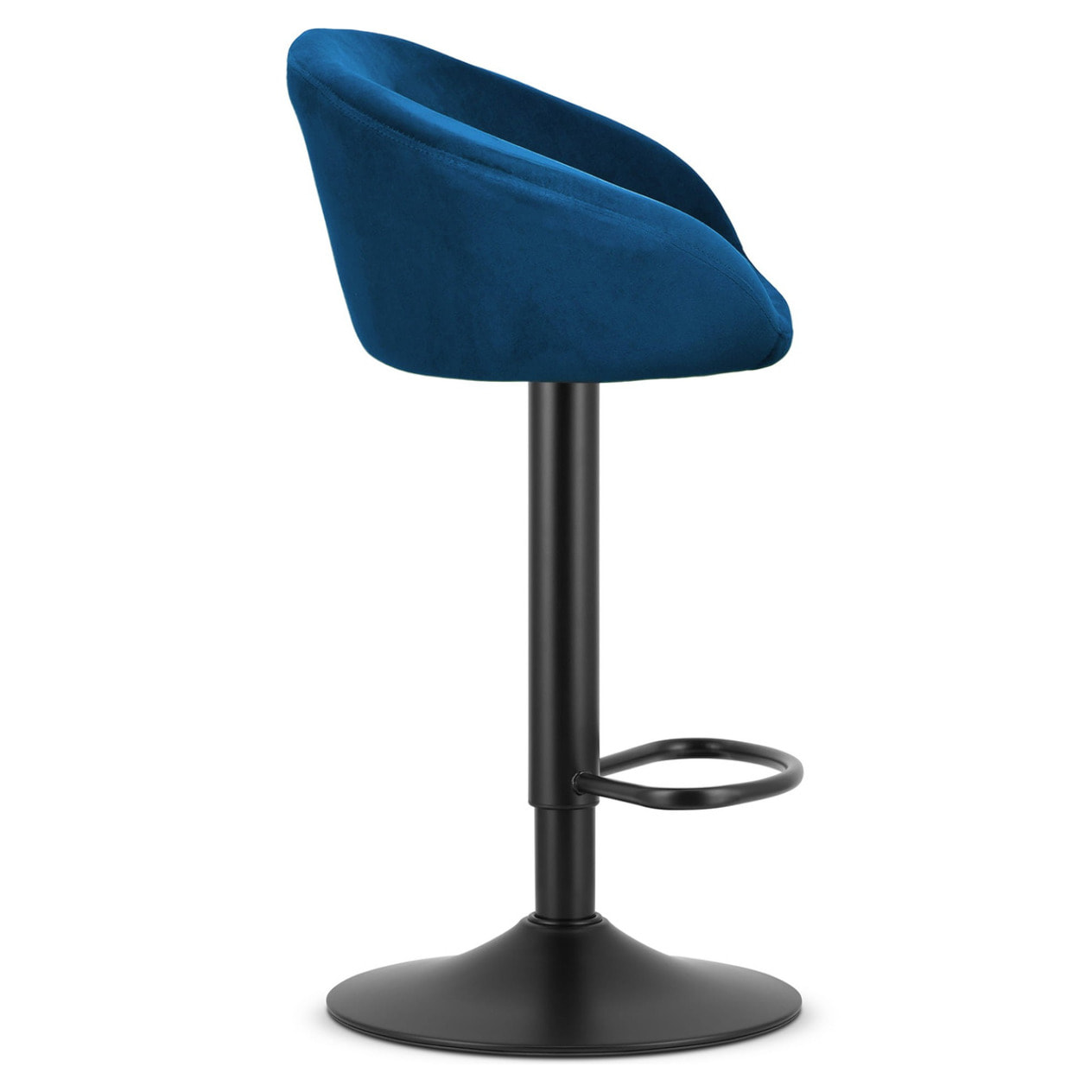 Set di 2 sgabelli bar East in velluto blu e metallo nero