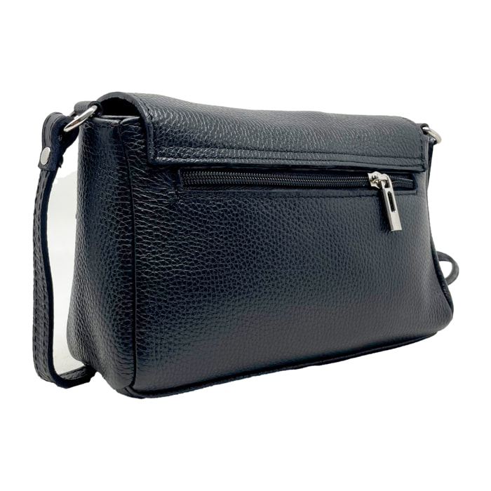 Chicca Borse - Tracollina Clutch Donna in Vera Pelle - Colore Nero