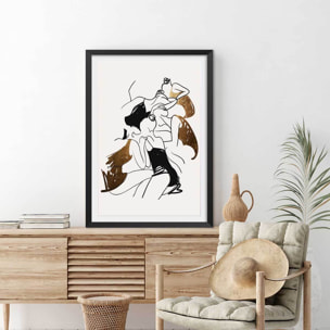 Affiche dessin ""ballerines"" Affiche sous cadre noir