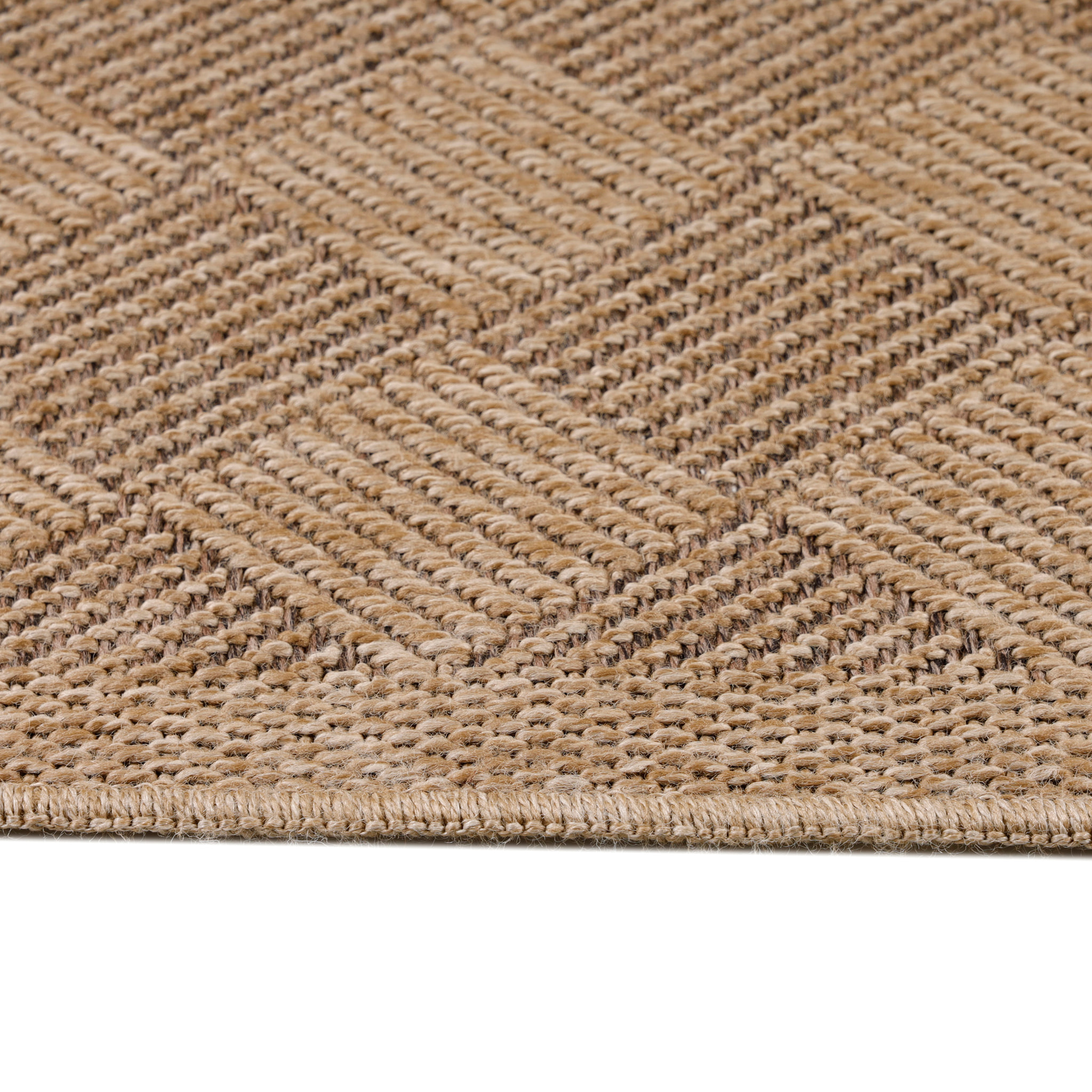 DHAKA - Tapis intérieur/extérieur aspect jute tissage chevron noir