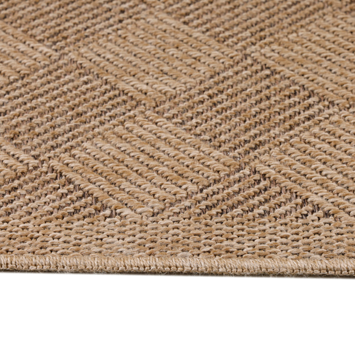 DHAKA - Tapis intérieur/extérieur aspect jute tissage chevron noir