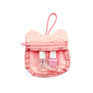 Sweet Winter - Trousse Teddy Vernis à Ongles Rose Parfum Pasthèque + Top Coat Étoilé.