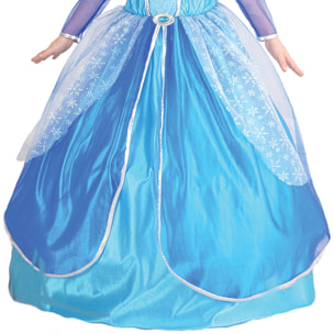 Abito Costume Di Carnevale Regina Dei Ghiacci Azzurro Bambina