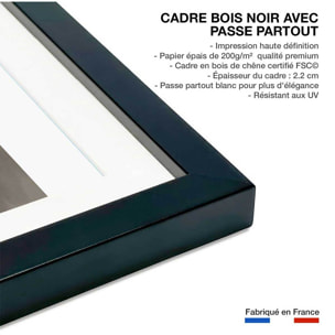 Affiche Lévitation courbe beige Affiche + cadre en bois - Noir