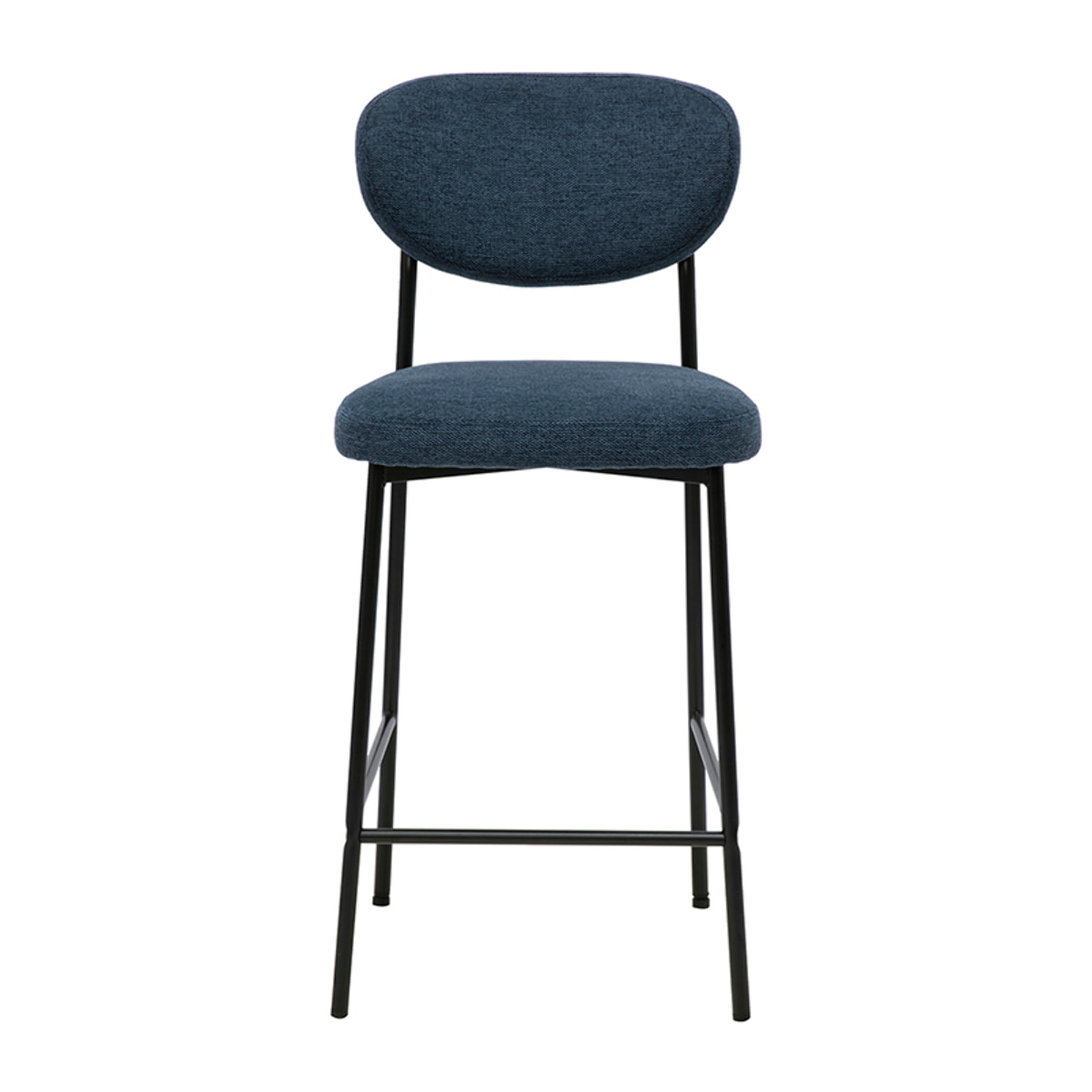 Tabourets de bar fixes en tissu effet velours texturé bleu foncé H65 cm (lot de 2) BREKA