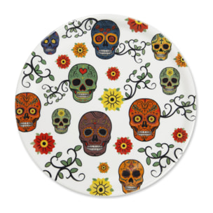 Set de 6 Assiettes à Pizza Excelsa – Calavera, Porcelaine Multicolore