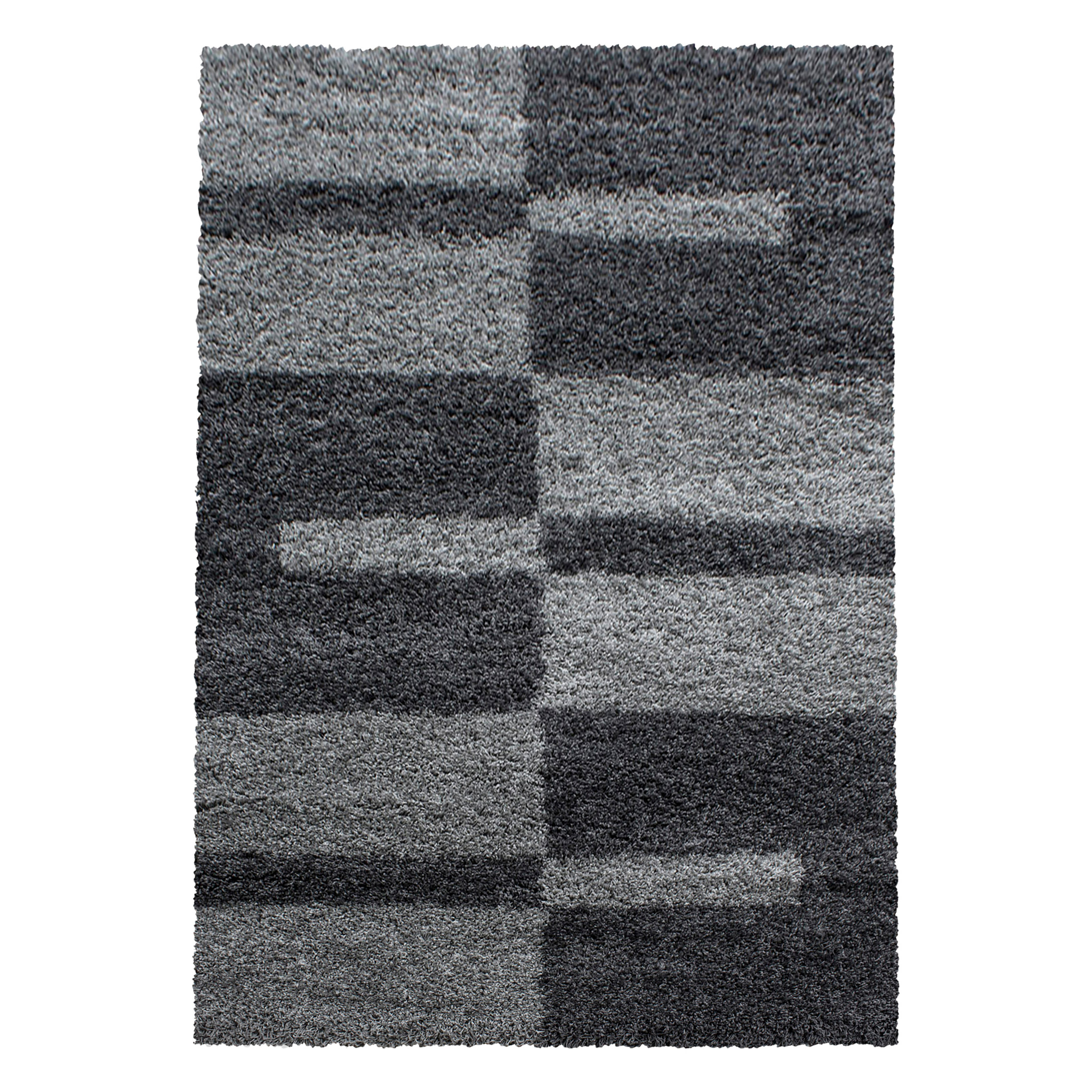GALA - Tapis shaggy à poils longs motif géométrique gris