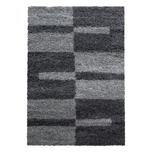 GALA - Tapis shaggy à poils longs motif géométrique gris