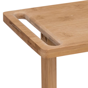 Desserte 4 niveaux à roulettes Bambou