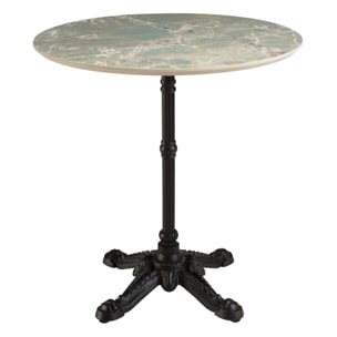 ICARE - Ensemble n°2: table bistrot D70cm en céramique marbré vert