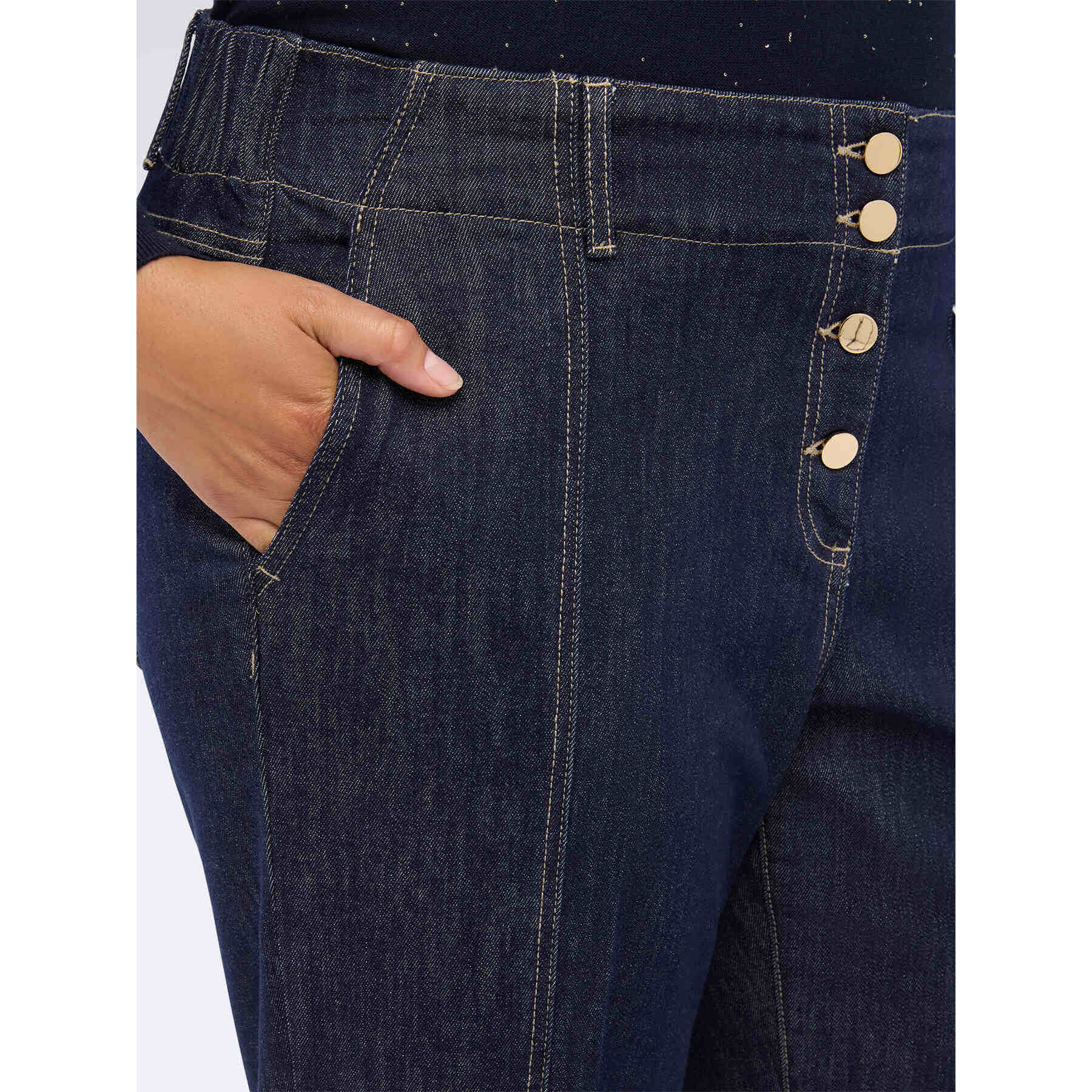 Fiorella Rubino - Jeans cropped con maxi risvolto - Blu