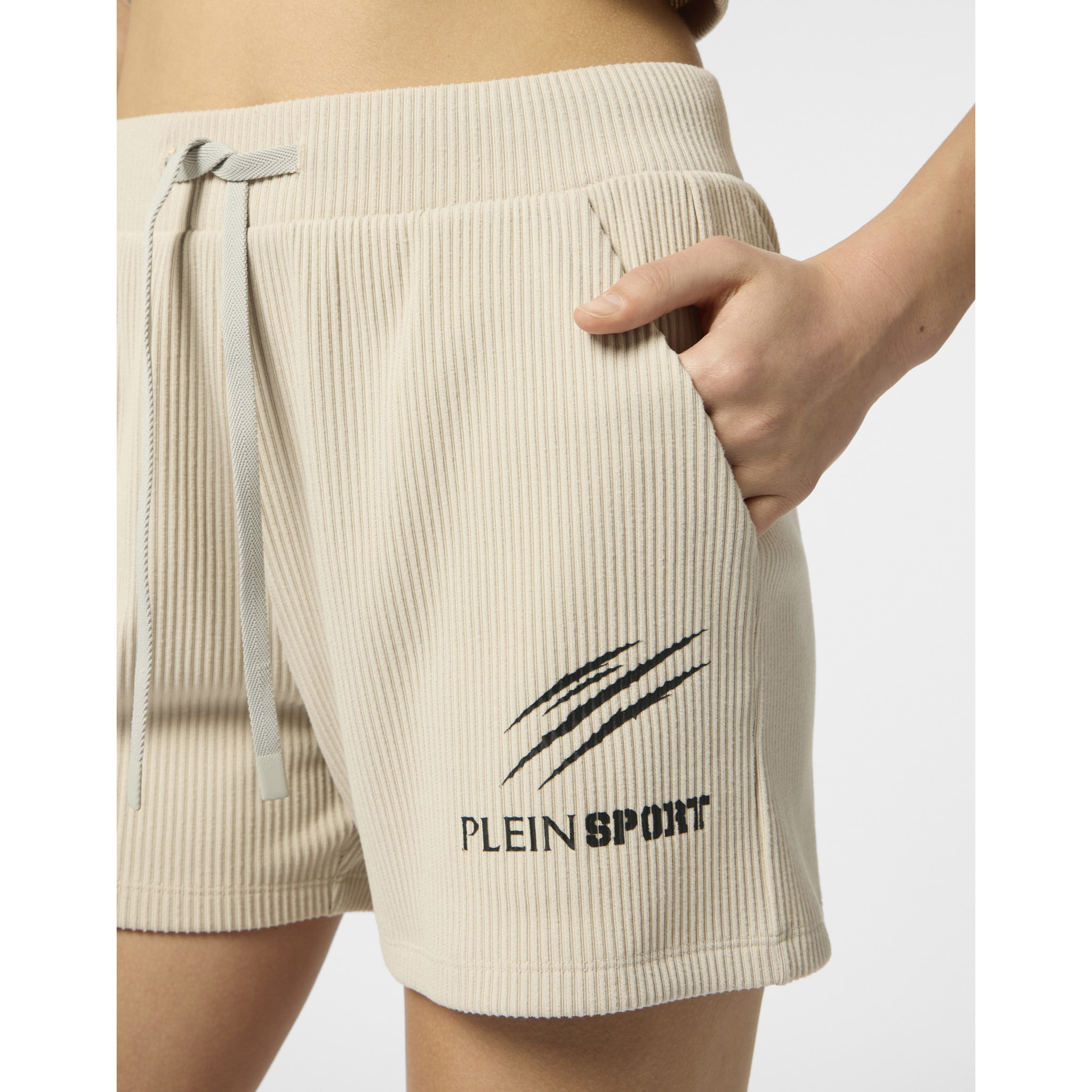PLEIN SPORT Ribbed Loose Fit Shorts Scratch