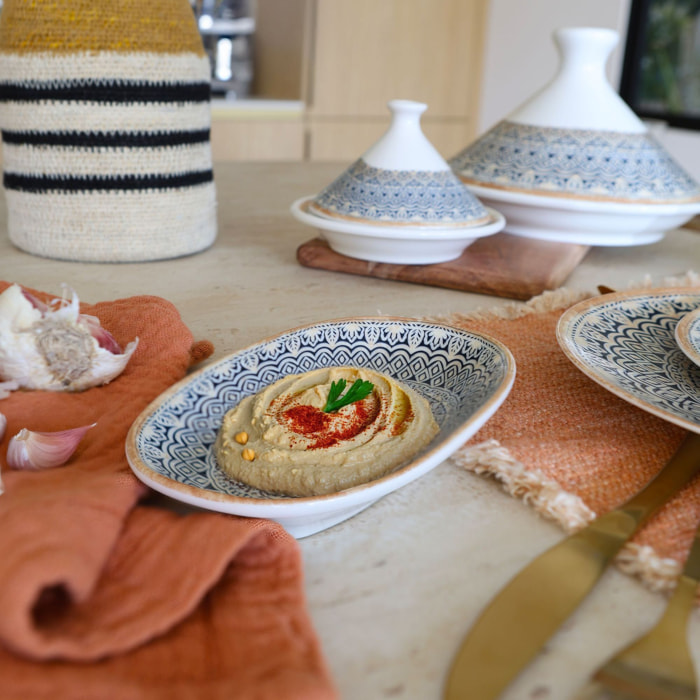 Lot de 6 assiettes de présentation en porcelaine bleue 18,5cm BYZANCE