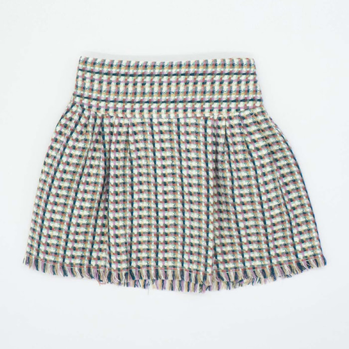 Falda chanel estructura verde, camel, lila y blanco