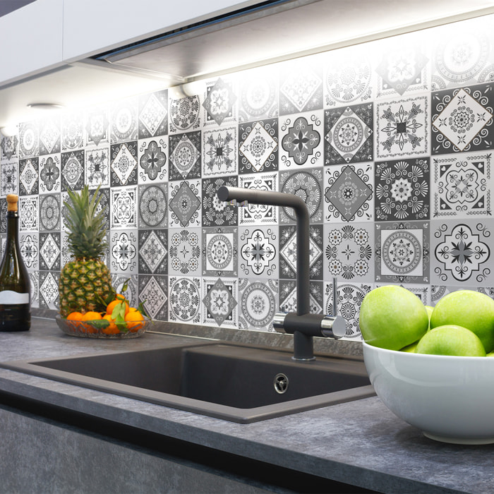 Stickers muraux - Sticker Mural Carrelage adhésif Cuisine Salle de Bain - 24 STICKERS CARRELAGES AZULEJOS TALIHA