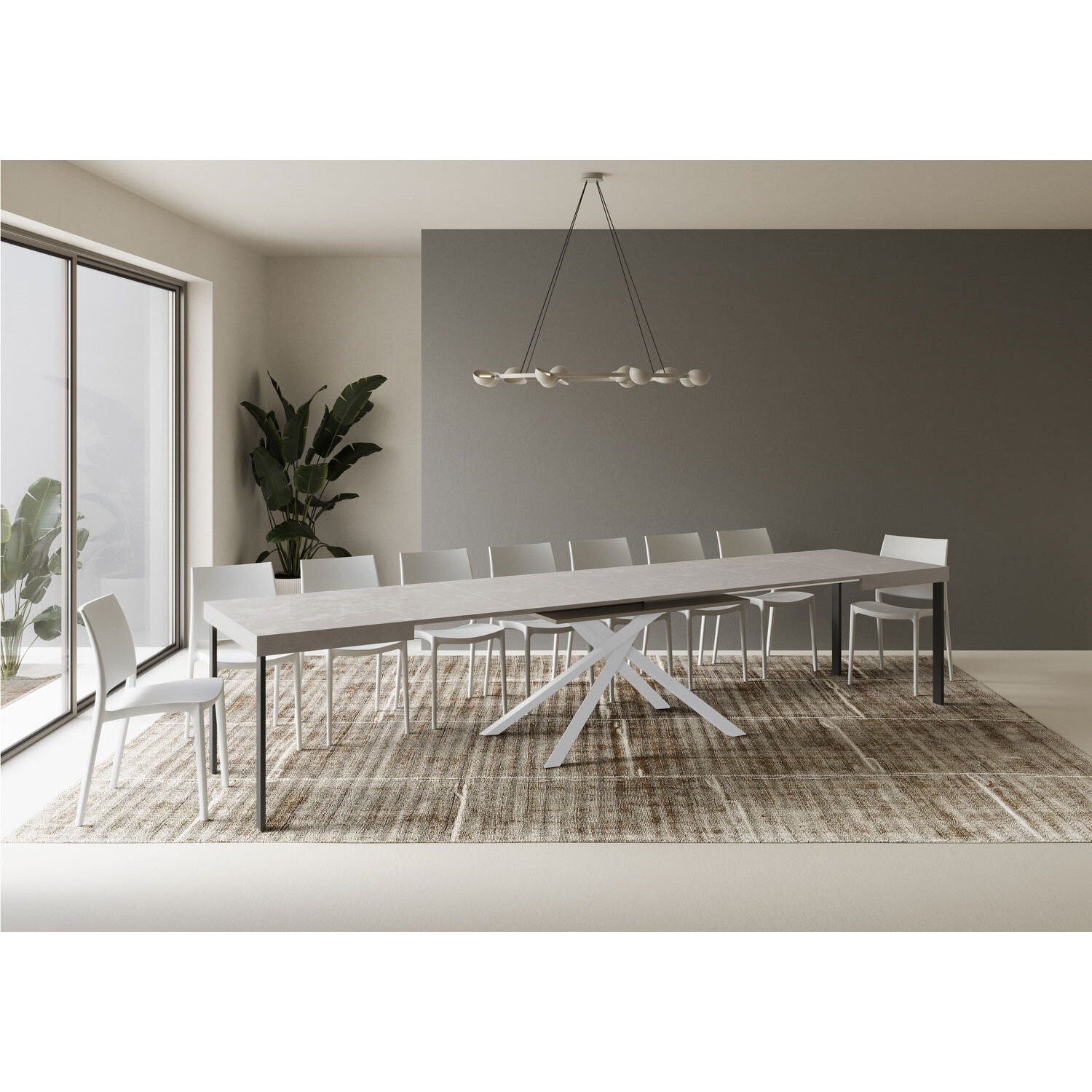 Table extensible 90x120/380 cm Karida cachemire pieds blanc