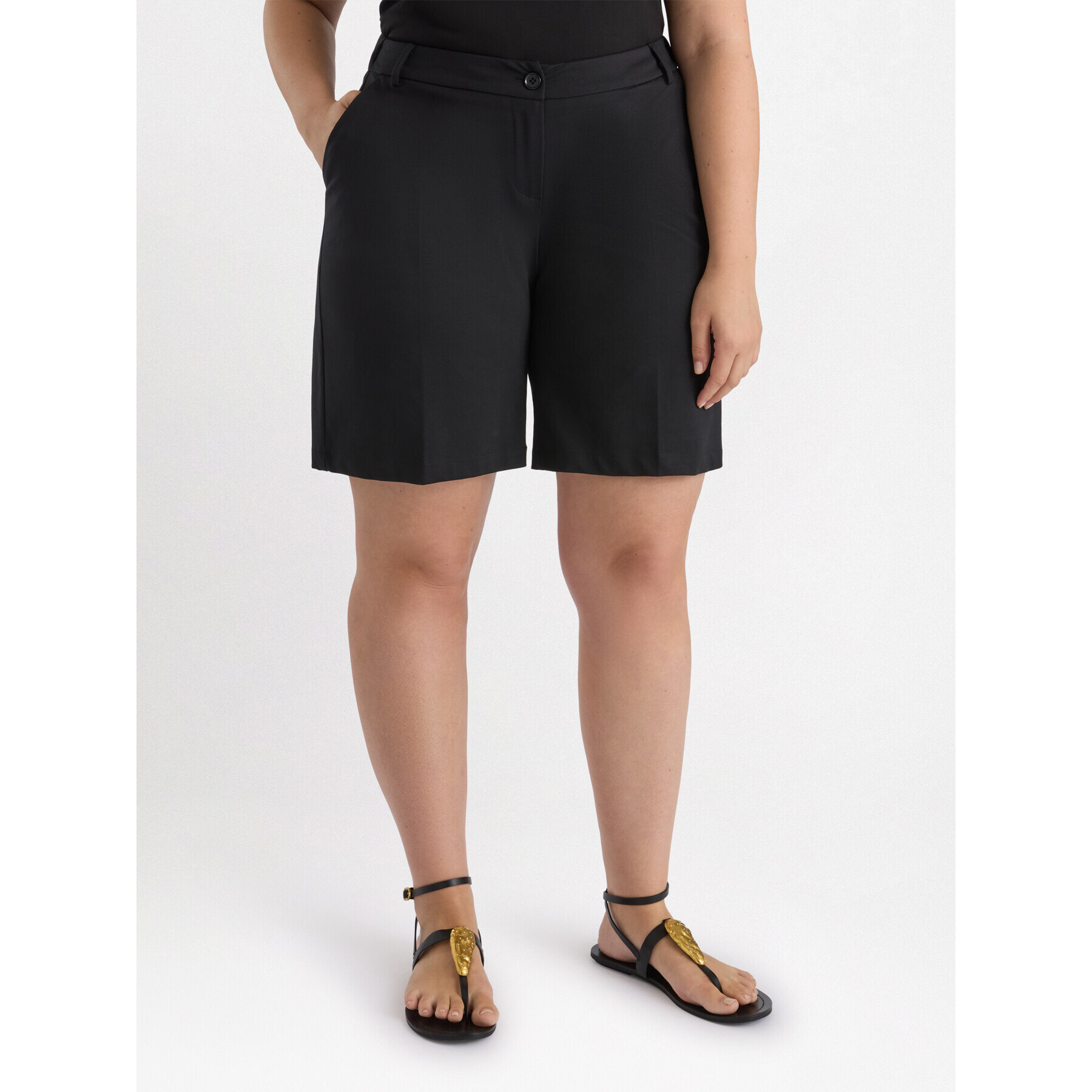 Fiorella Rubino - Pantaloni corti in punto Milano - Nero