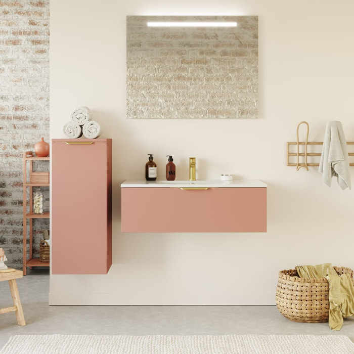 Ensemble vasque intégrée 1 tiroir + miroir - VENICE